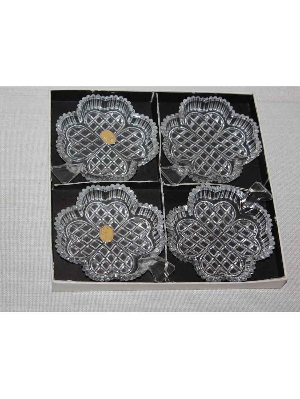 Bohemia Clover Ashtray Trinket Dish Crystal - Set of 4